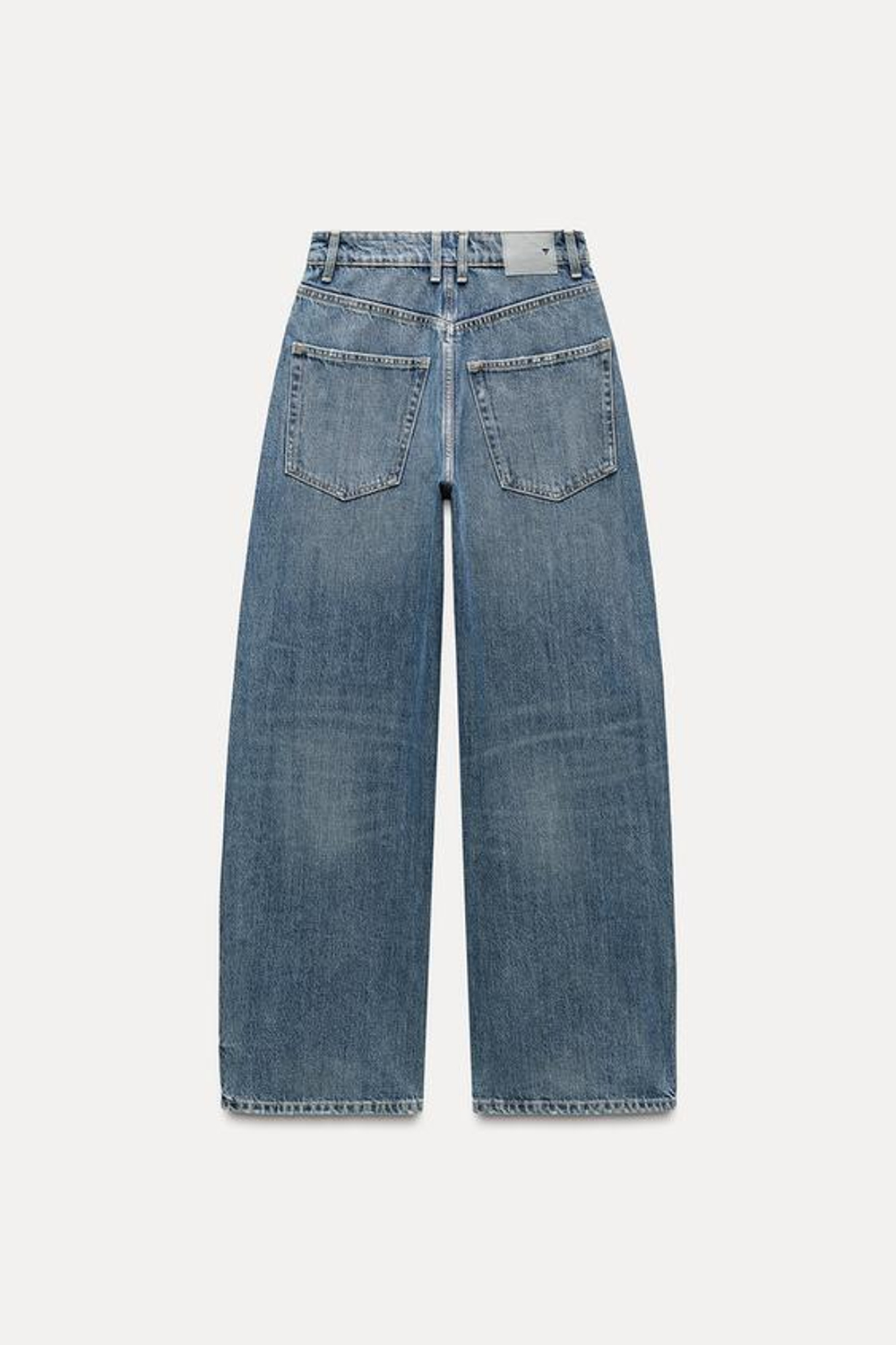 ZARA ДЖИНСЫ TRF BAGGY СО СРЕДНЕЙ ПОСАДКОЙ, СИНИЙ