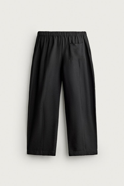 ZARA БРЮКИ-БАЛОНЫ ИЗ СТРУЯЩЕЙСЯ ТКАНИ, ЧЕРНЫЙ
