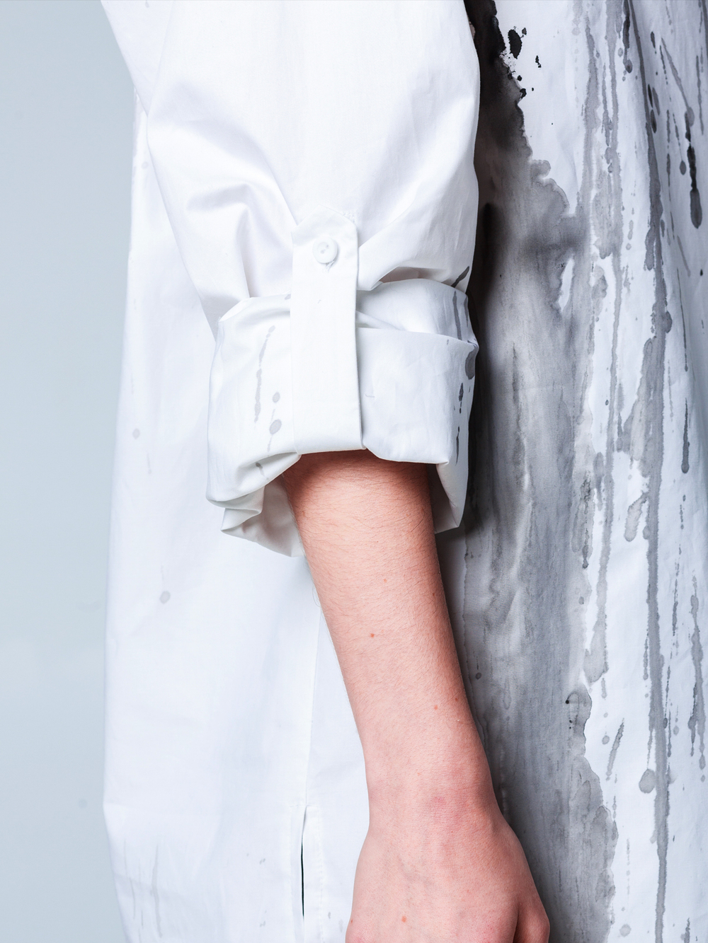 Рубашка "Смородина" с окрашиванием. Бело-черная