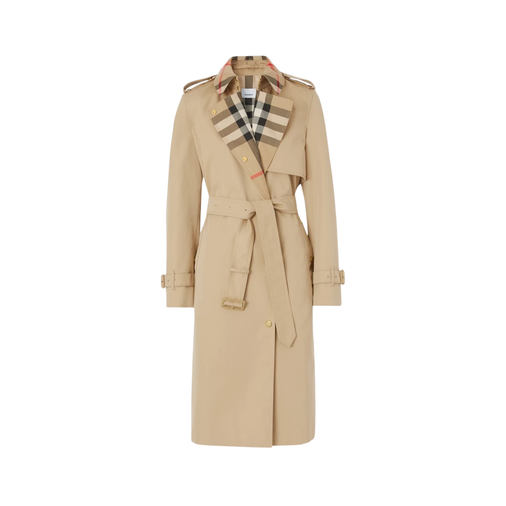 Длинный тренч с воротником и подкладкой Burberry Check