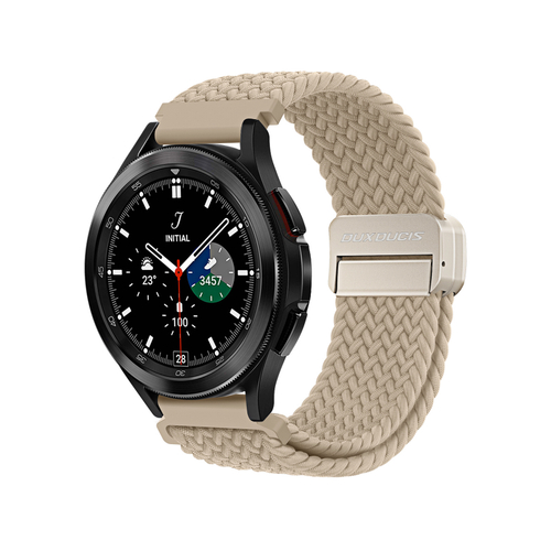 Эластичный ремешок серого цвета (Beige) от Dux Ducis для смарт часов Samsung Galaxy Watch 3, 4, 5, 6 и 7 (размер крепления 20мм), серия Strap (Mixture Pro Series)