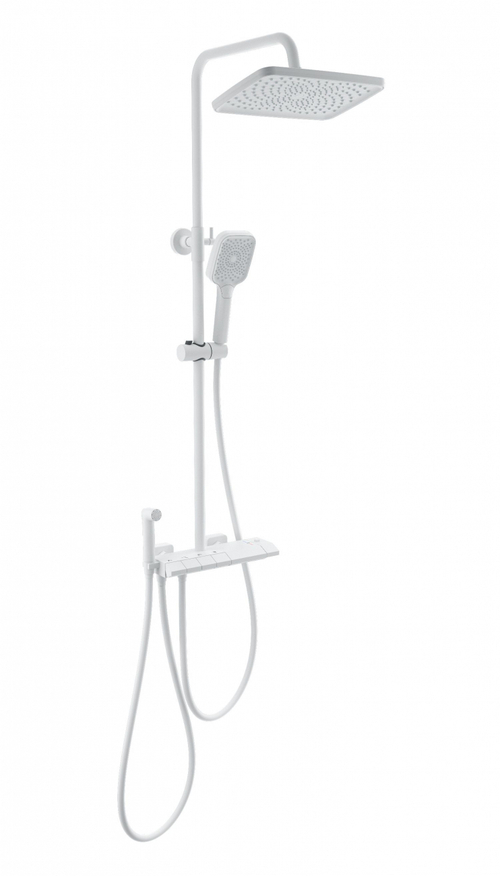 Душевая система с техническим душем и термостатом WONZON & WOGHAND MUSE Piano, Белый матовый (WW-B4132-A-MW)
