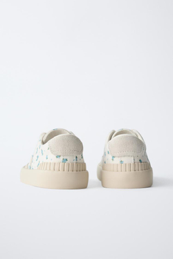 ZARA КЕДЫ С ЦВЕТОЧНЫМ ПРИНТОМ, ЭКРЮ