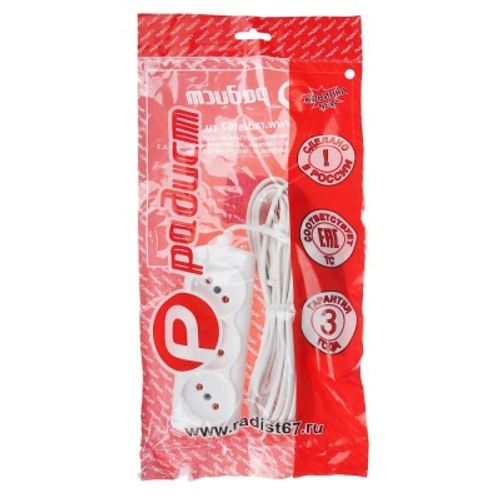 Удлинитель 3 гнезда Р16-010 ШВВП2*0,75 5м (45шт/кор)