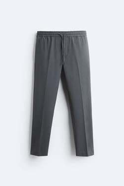 ZARA БРЮКИ-ДЖОГГЕРЫ КОМФОРТНОЙ ПОСАДКИ, ЦЕМЕНТНЫЙ