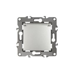 Розетка ЭРА Серия 12 12-2103-03 с заземлением 2P+E Schuko со шторками с крышкой 16A-250В IP20 алюминий | Эра 12