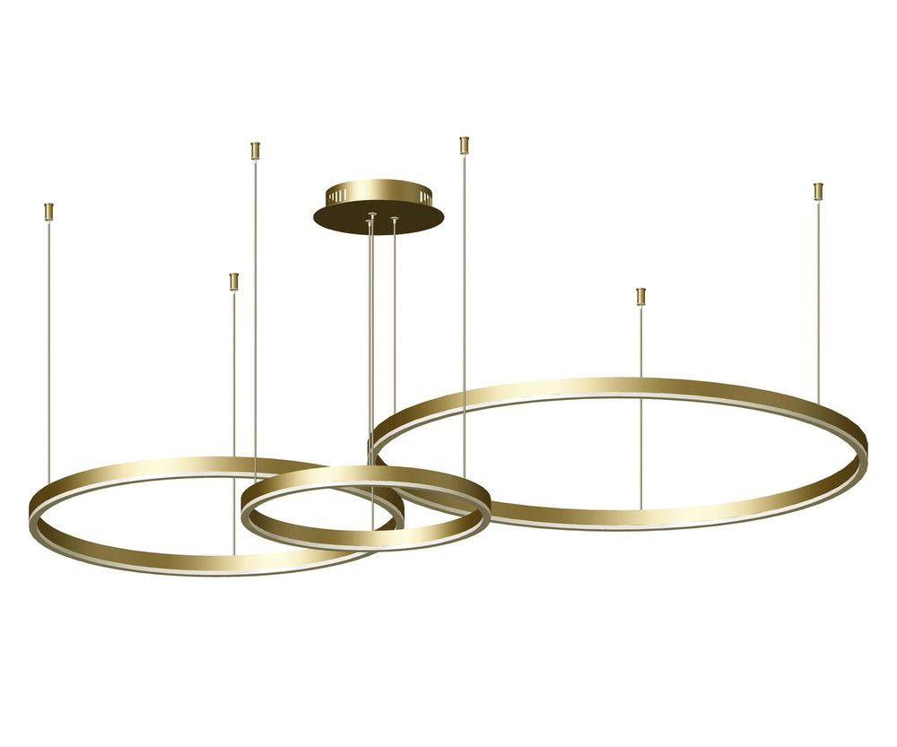 Люстра Тор матовое золото w133.5*95(d80+60+40) h150 Led 110W (4000k) диммируемая, с пультом ДУ