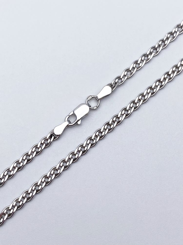 Цепь из серебра/Нонна граненая/Родий