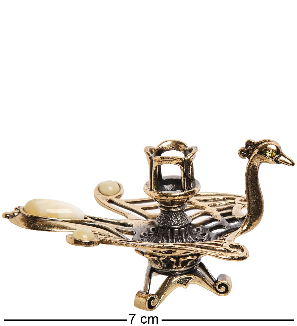 Народные промыслы AM-3054/1 Подсвечник «Жар-птица» (латунь, янтарь)