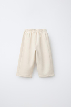 ZARA БРЮКИ WIDE LEG ИЗ ТКАНИ ИНТЕРЛОК С РЕЛЬЕФНОЙ НАДПИСЬЮ, ЦВЕ Т СЛОНОВОЙ КОСТИ