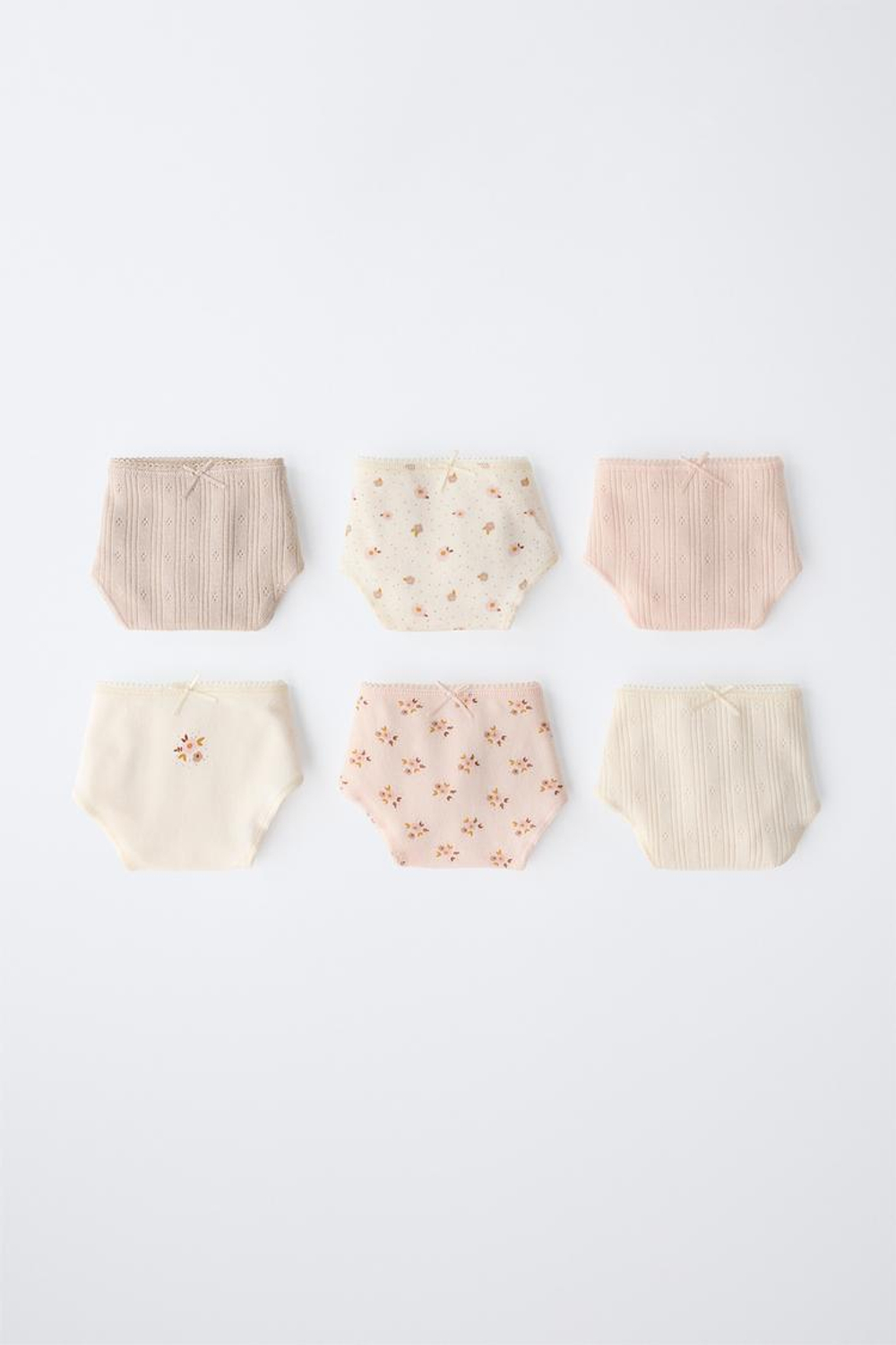 ZARA НАБОР ИЗ ШЕСТИ ТРУСОВ С ЦВЕТОЧНЫМ ПРИНТОМ, ПУДРОВО-РОЗОВЫЙ