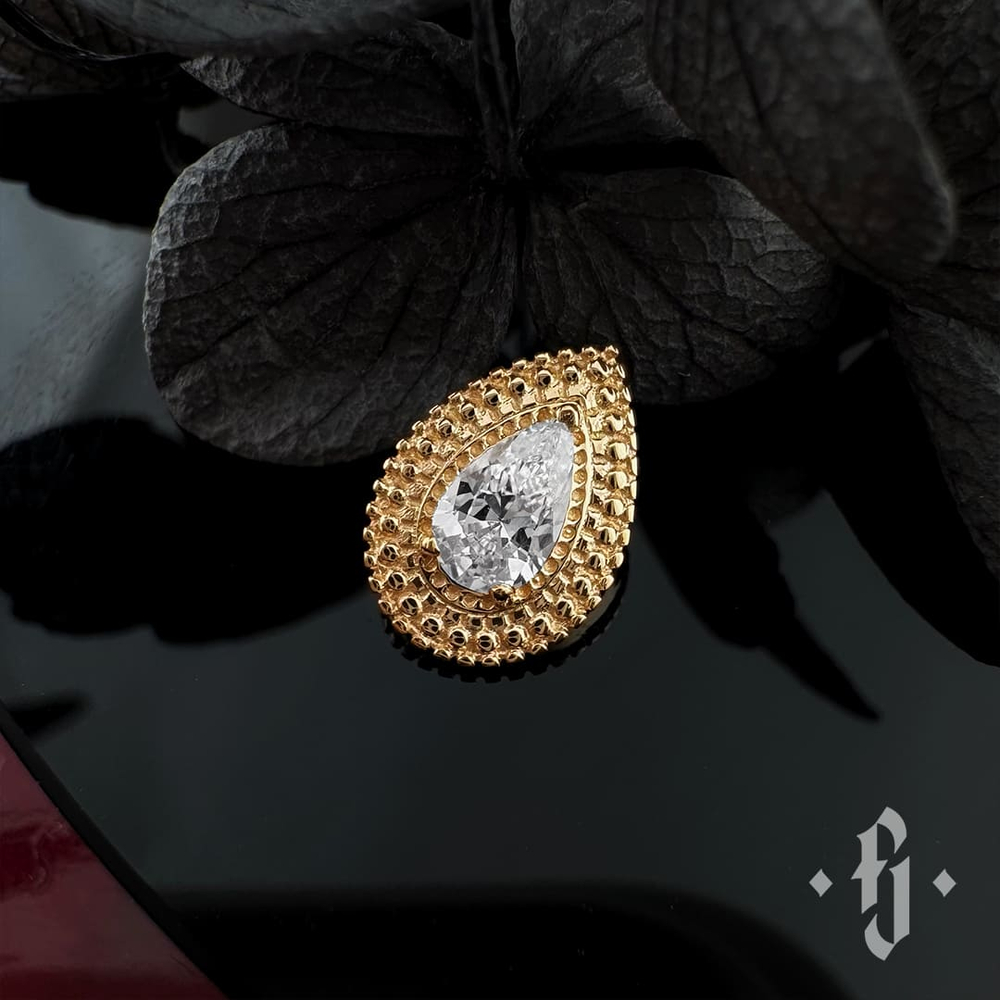 Накрутка "Blob" - Желтое золото - White CZ