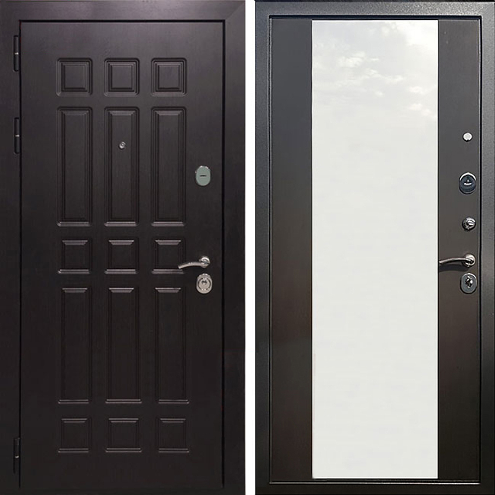 Входная металлическая дверь с зеркалом  REX 8 Венге / СБ-16 Венге