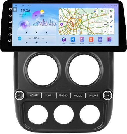 Магнитола для Jeep Compass 2011-2015 (рамка LUX) - FarCar монитор 12.3" 2K QLED на Android 14, TS10, CarPlay, 4G SIM-слот