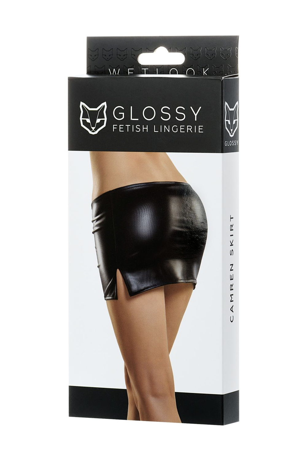 Glossy CAMREN - Мини-юбка из материала Wetlook, черный, M