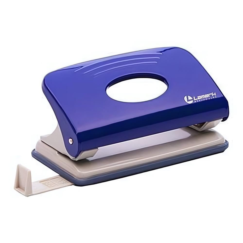 Дырокол 10л с линейкой, синий "Mettallic" (Lamark)