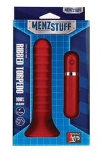 Силиконовый анальный вибратор на присоске Ribbed Torpedo (10 режимов) (Цвет: красный)