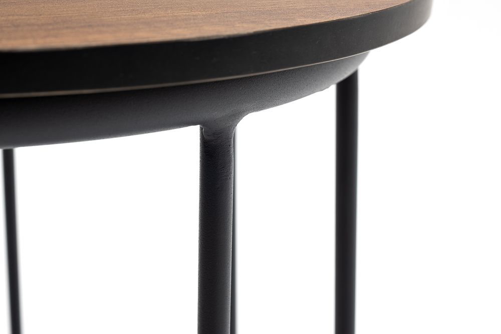 "Эквадор" журнальный стол из HPL круглый Ø40 H55, каркас из алюминия темно-серый (RAL 7024) муар, цвет столешницы "дуб"