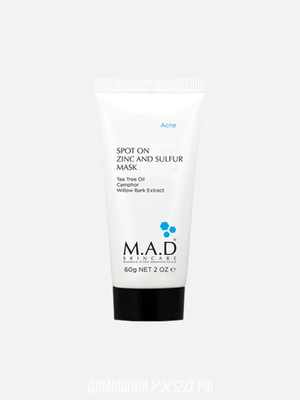 Подсушивающая маска с цинком и серой Spot On Zinc and Sulfur Mask M.A.D Skincare 60 грКопировать товар