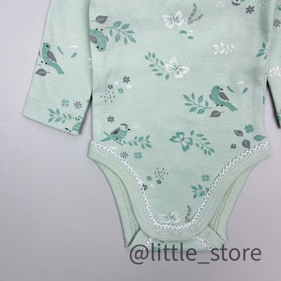 Боди хлопковое "Весенняя зелень" дымчатый нефрит