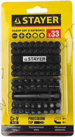 STAYER 33 шт, Набор бит с магнитным адаптером (26085-H33)