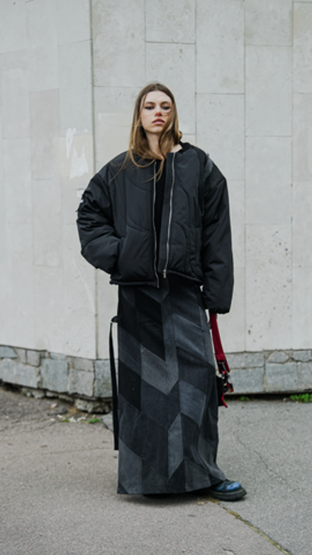 Лоскутная юбка в пол, чёрная