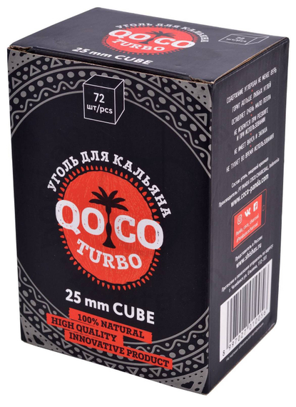 Уголь Qocoturbo, 25x25x25, 72 куб.