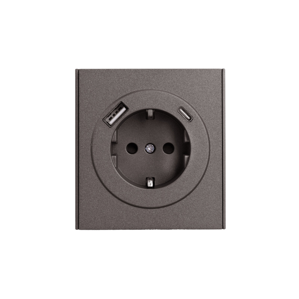 Розетка с заземлением с 2 USB  KRANZ KR-78-0704-6