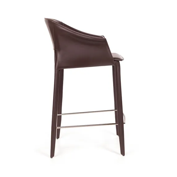 Полубарный стул Gio, коричневая кожа