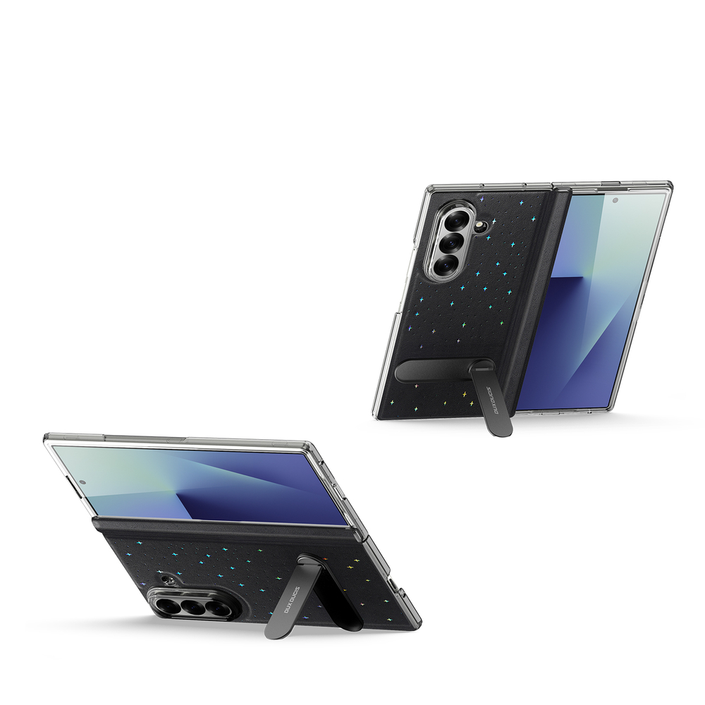 Чехол из кожи для смартфона Samsung Galaxy Z Fold 7, серия Stex Series (версия с вращающейся на 360 подставкой) от Dux Ducis