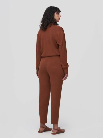 Женские брюки коричневого цвета из шелка и вискозы - фото 3