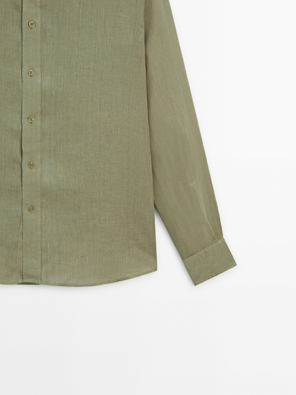 Massimo Dutti Рубашка классического кроя из 100% льна, темно-зеленый