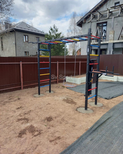 Монтаж уличной шведской стенки Sv Sport Рукоход (4 вертикальных столба)