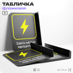 Табличка Здесь можно зарядиться флажковая на стену, двусторонняя с крепежом, 19 х 25 см, для офиса, кафе, ресторана, серия COSMO, Айдентика Технолоджи