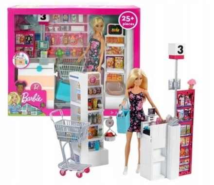 Набор Mattel Barbie Супермаркет Магазин + Кукла Барби FRP01