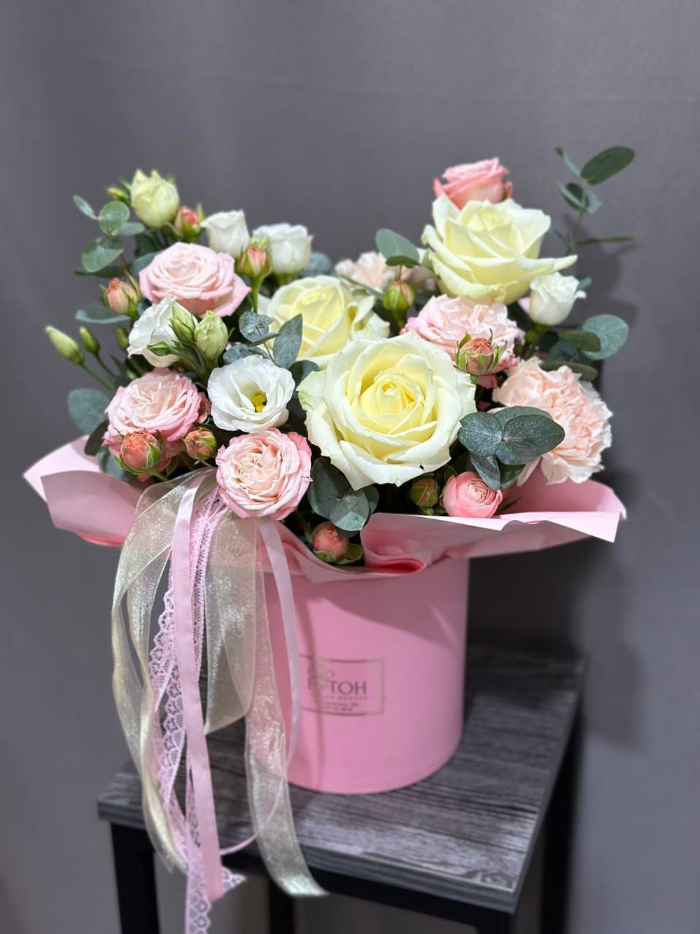 Цветы в коробке Розовая симфония