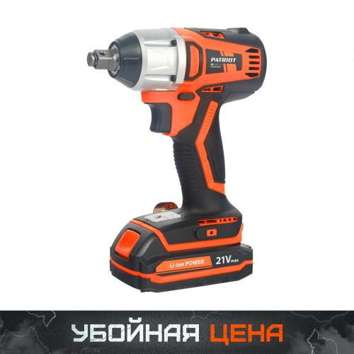 Гайковерт ударный аккумуляторный PATRIOT BR 210 Li 1/2 UES BL, две АКБ Li-ion, 18В, 2,0 Ач, 280 Нм,патрон 1/2, большой кейс,зарядка за 1 час,БЕСЩЕТОЧНЫЙ ЭД