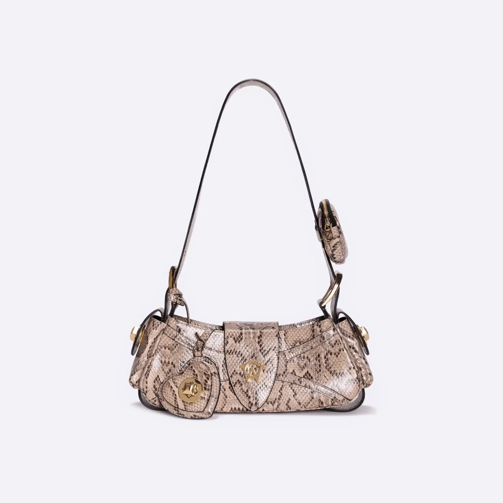 MANC КОЖАНАЯ СУМКА "AURORA MINI", ЗМЕИНЫЙ ПРИНТ