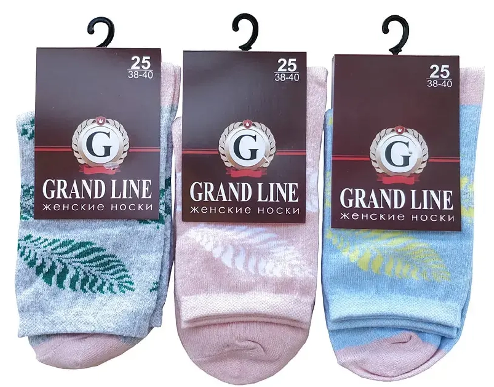 Носки женские GRAND LINE (Ж-86, крупные листья), р. 23 (new)
