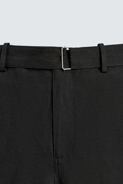 ZARA БРЮКИ RELAXED FIT ИЗ ВИСКОЗЫ И ЛЬНА С РЕМНЕМ, ЧЕРНЫЙ