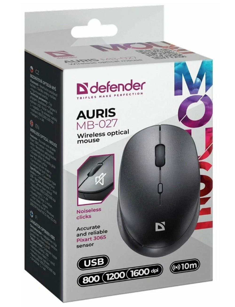 Мышь беспроводная DEFENDER Auris MB-027 USB чёрная