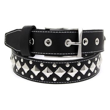 Ремень 1р ромб большой+2р клепка малая (4 см)