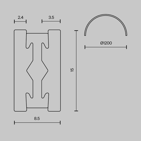 Шинопровод круглый из полукругов 1200мм Maytoni Technical FLARITY Busbar trunkings Flarity TRX154-2SR-D1200-B