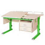 Растущая парта Астек Твин-2 с фронтовой приставкой и тумбой на 2 ящика (1150×850 мм)