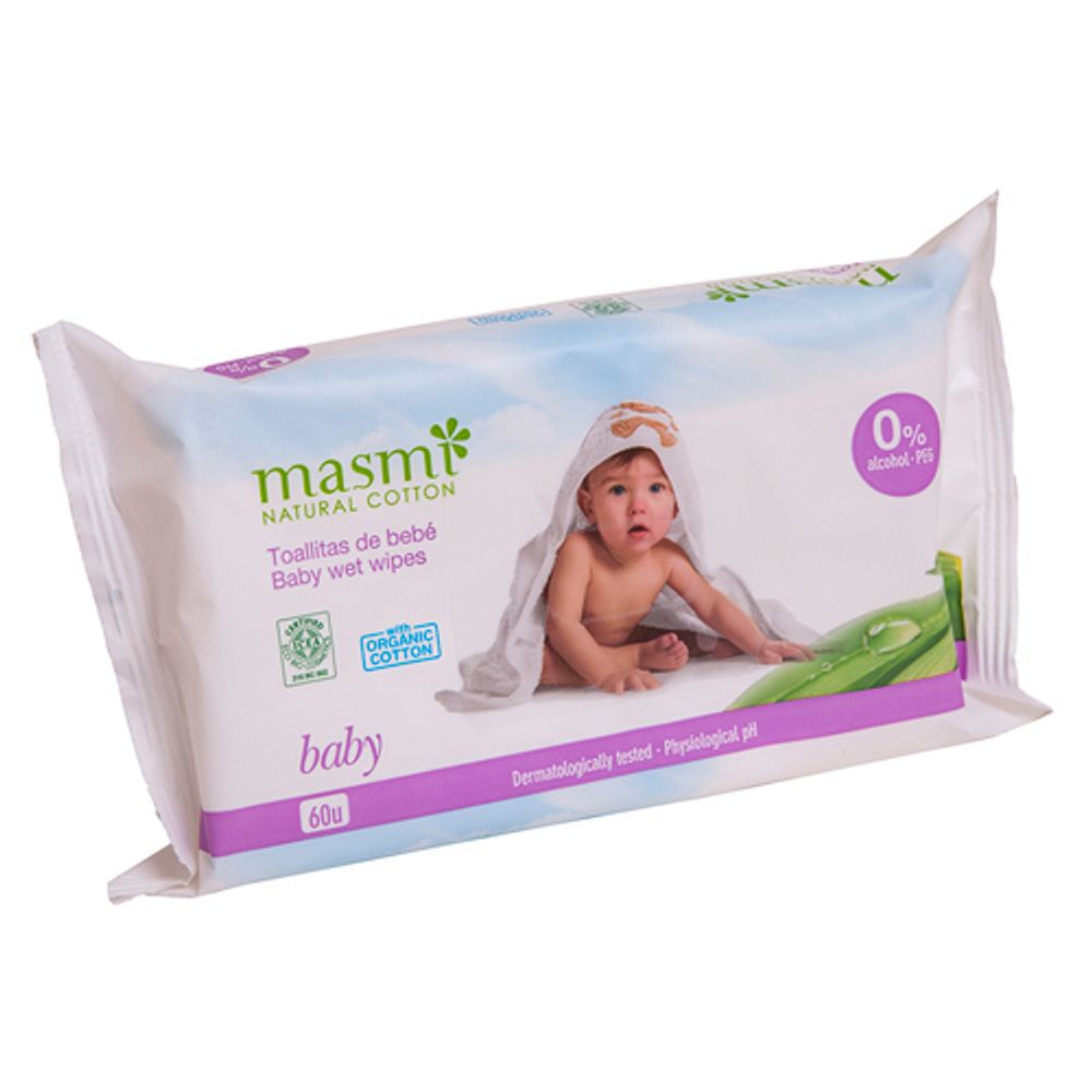 Органические влажные гигиенические  салфетки для детей (MASMI NATURAL COTTON)
