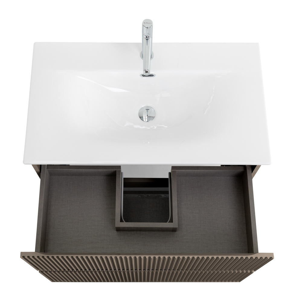 Тумба с раковиной подвесная BelBagno UNO-900-2C-SO-СO Бежевый матовый, раковина белая BB-8099-90