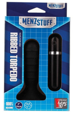 Чёрная анальная вибропробка с рёбрышками - 10 см. (Цвет: черный)