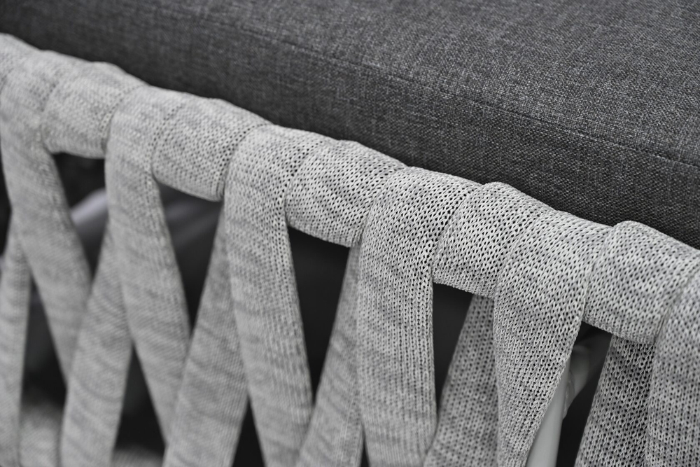 Шезлонг лежак БИАРРИЦ алюминий / роуп черный,серый