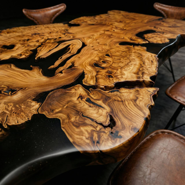 Каповый карагач эксклюзив с эпоксидной смолой