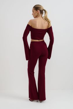 Леггинсы клеш из вискозы цвета бордо